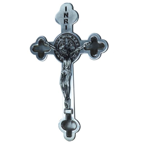 Crucifixo em Metal de parede 21 cm Prata velha