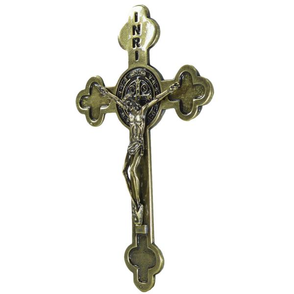 Crucifixo em Metal de parede 21 cm Ouro velho