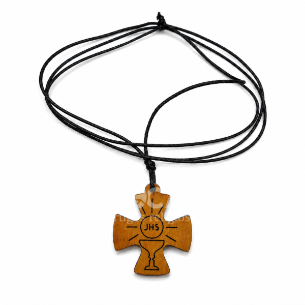 Kit com 10 Cordões Primeira Eucaristia JHS em Madeira 30mm – Cordão para Coroinhas e Catequese