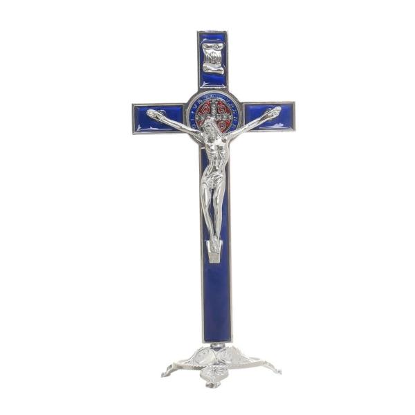 Cruz Metal Resinada luxo Azul 23 cm de mesa