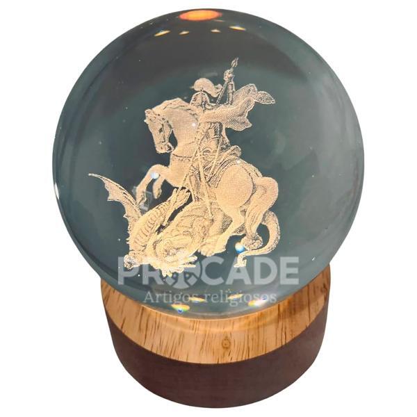 Luminária LED São Jorge em Cristal 3D 80 MM – Iluminação Decorativa Premium