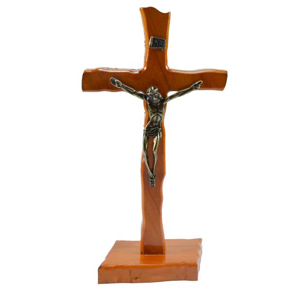 Cruz em Madeira de Demolição ondulada de mesa (27 CM)