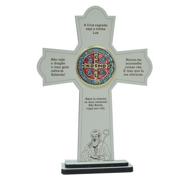 Cruz de São Bento 22 cm com pedestal