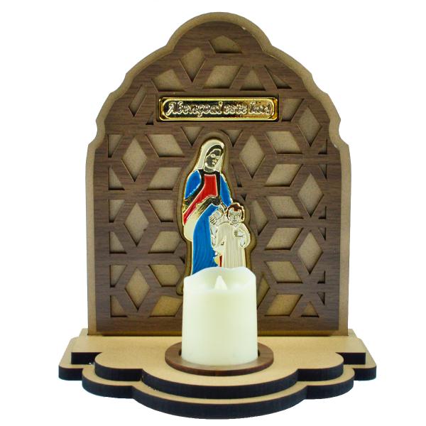 Kit - Oratório do Senhor Jesus de Maria Passa na Frente com Vela Eletrônica 19 Cm x 16 Cm (04 Unidades)