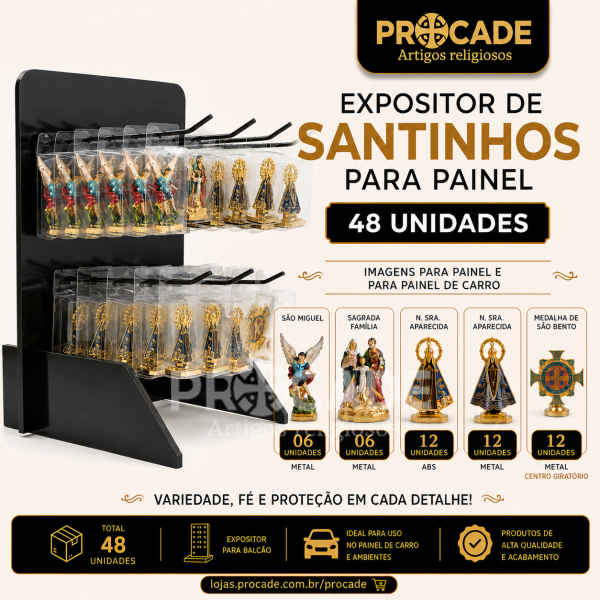Kit Expositor Completo com 48 Santinhos para Painel – Pronto para Vender no Balcão