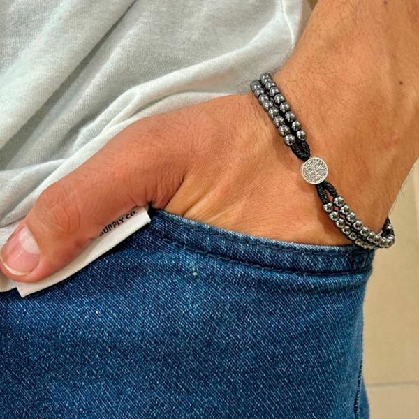 Terço Pulso Hematita Natural de São Bento contas 5 mm (12 UNIDADES)