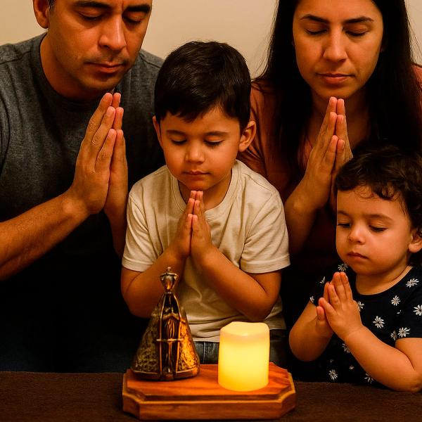 Adorno de Mesa Santa luz Nossa senhora Aparecida  com Vela Eletrônica (04 unidades)
