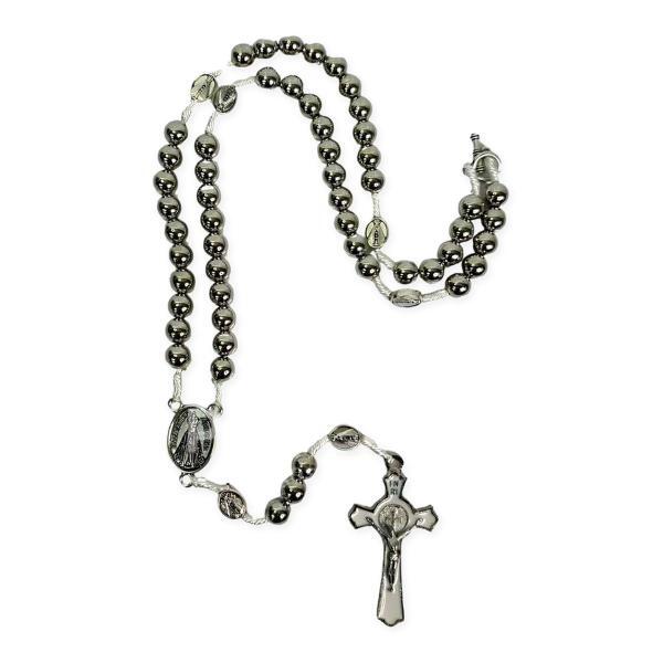 Terço contas TIPO metal cromado de Aparecida com fecho para pescoço. (12 UN)