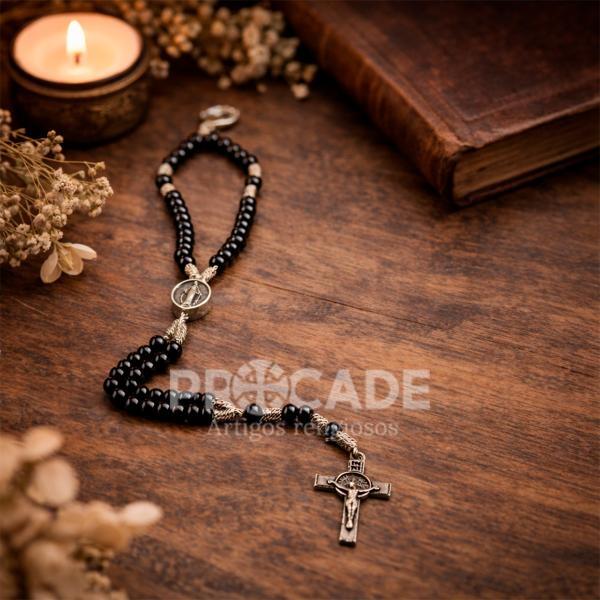 Terço de Pulso em Hematita Nossa Senhora das Graças – Kit com 12 Unidades