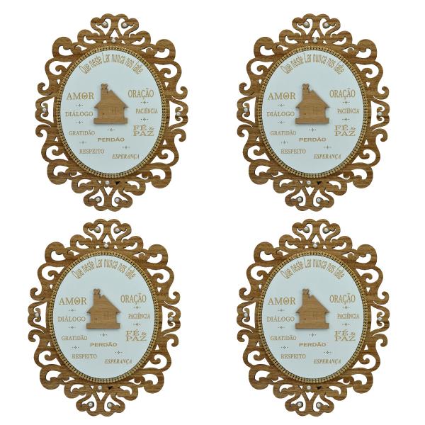 Kit-Mandala harmonia do Lar em MDF detalhes em Strass Balcão e Parede (04 unidades)