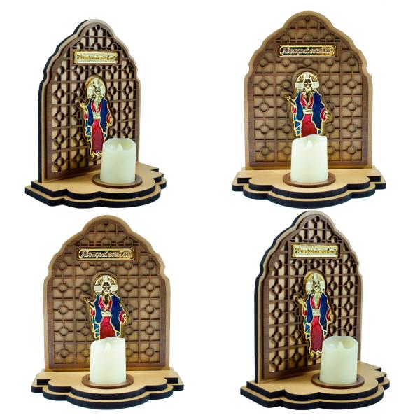 Kit - Oratório do Senhor Jesus das Santas Chagas com Vela Eletrônica 19 Cm x 16 Cm (04 Unidades) 