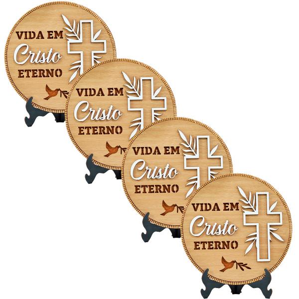 Kit-Mandala uma Vida  em Cristo em MDF detalhes em Strass Balcão e Parede (04 unidades)