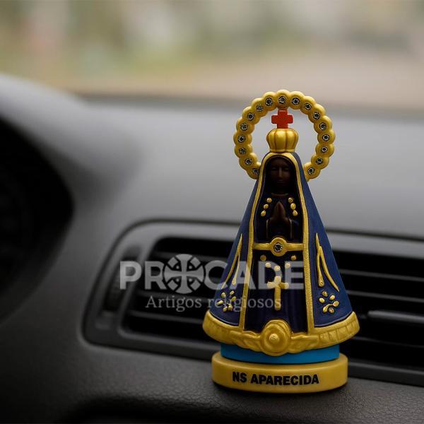 Nossa Senhora Aparecida de Borracha e Coroa com Strass 07 CM (12 unidades)