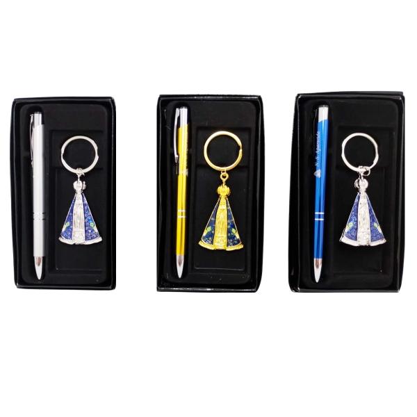 Kit Caneta Com Chaveiro Metal Combo (12 UN)