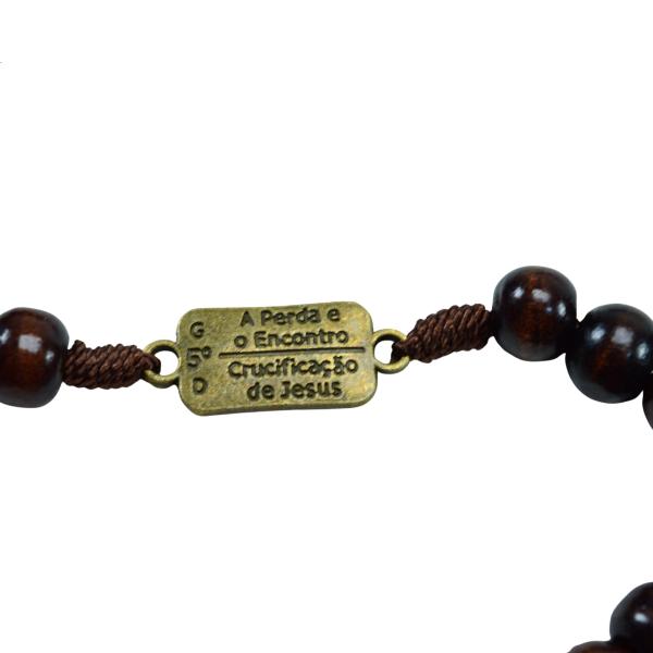 Terço Contemplação Dos Mistérios Nossa Senhora Aparecida em madeira 8 mm (06 Unidades)