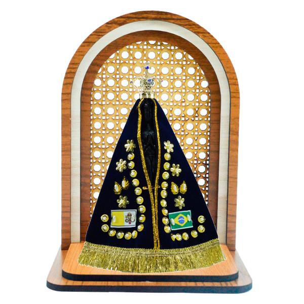 Aparador Oratório com N.Sra Aparecida 19 cm com manto e coroa-Réplica da original 