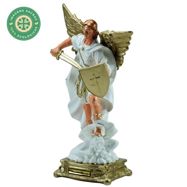 São Miguel Arcanjo Branco com Dourado  (39 cm) 