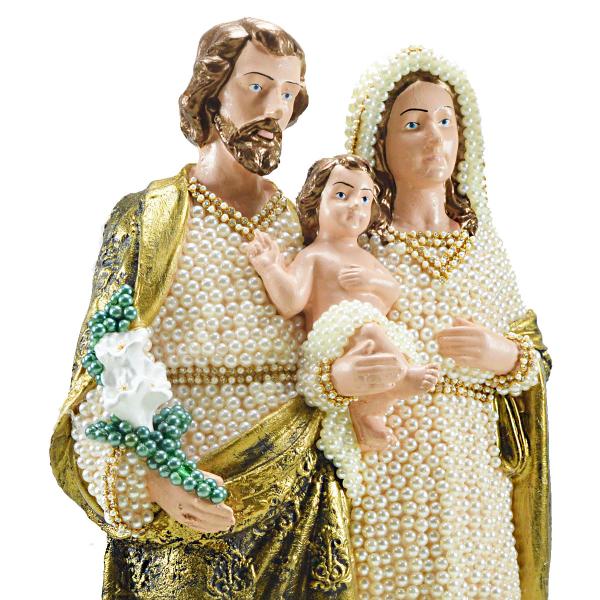 Sagrada Família 40 Cm revestida com perola Branca 
