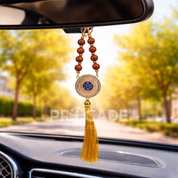Dezenas Luxo de Madeira com Medalha JHS e Tassel Dourado-12 Unidades