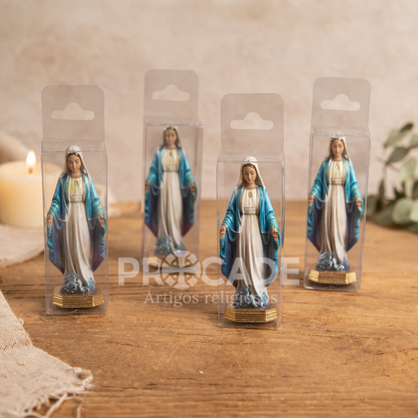 Nossa Senhora das Graças em Metal 5 cm para Painel de Carro - Kit com 6 Unidades