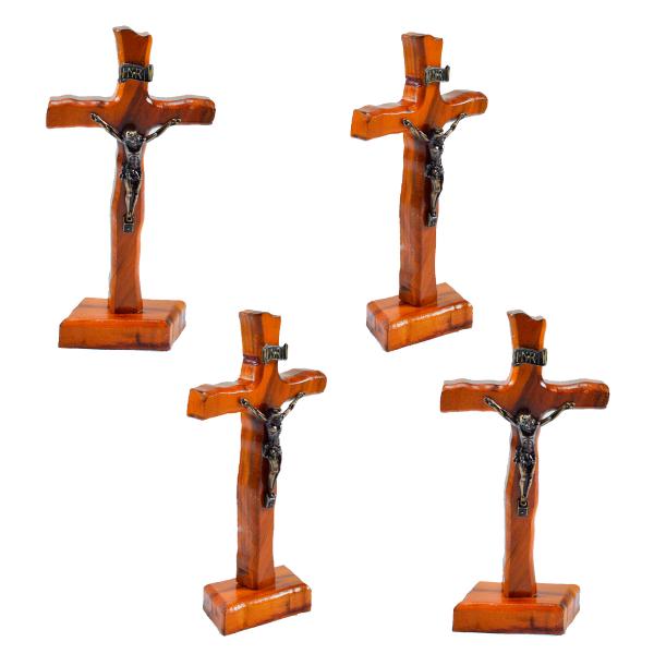 Cruz em Madeira de Demolição ondulada de mesa 14 cm (04 unidades)