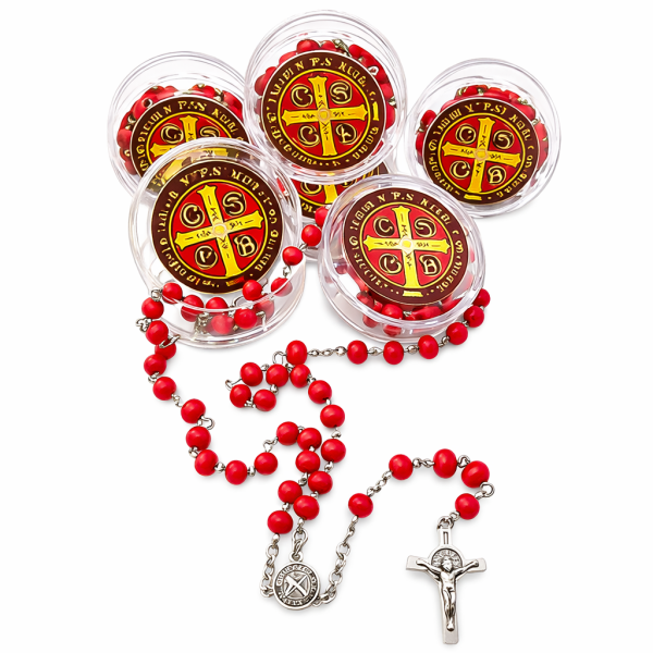 Terço Perfumado medalha de São Bento Bento com caixinha de acrílico .