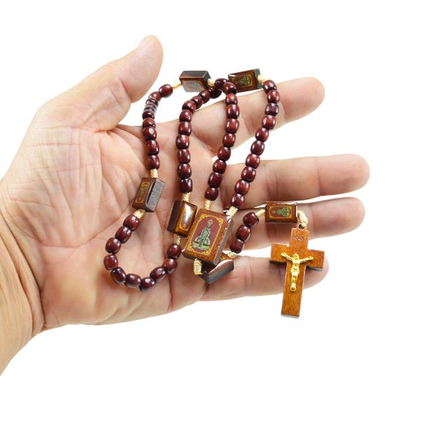 Terço Contas Quadradas Resinadas de Nossa Senhora Aparecida. (Dúzia)