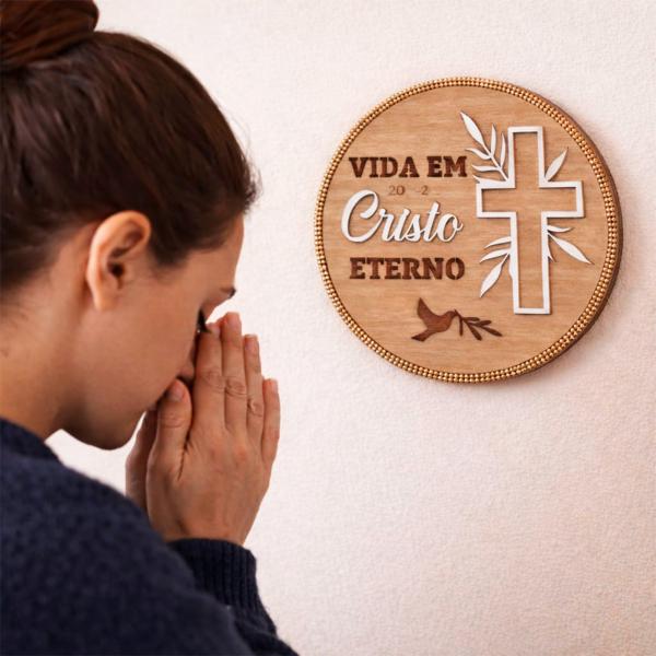 Kit-Mandala uma Vida  em Cristo em MDF detalhes em Strass Balcão e Parede (04 unidades)