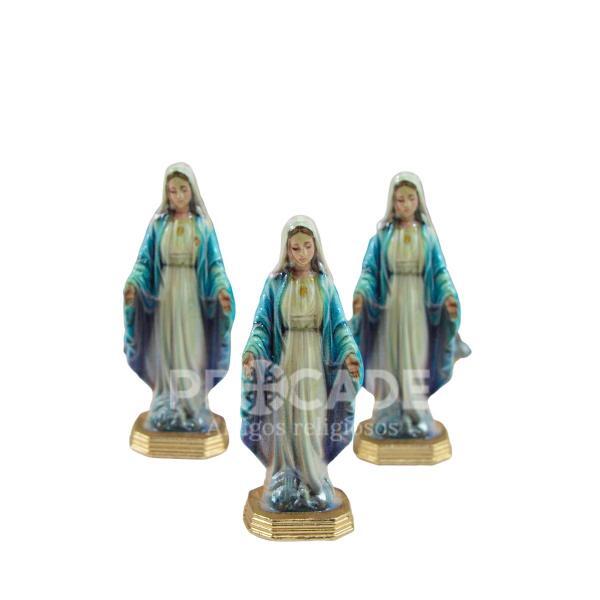 Nossa Senhora das Graças em Metal 5 cm para Painel de Carro - Kit com 6 Unidades