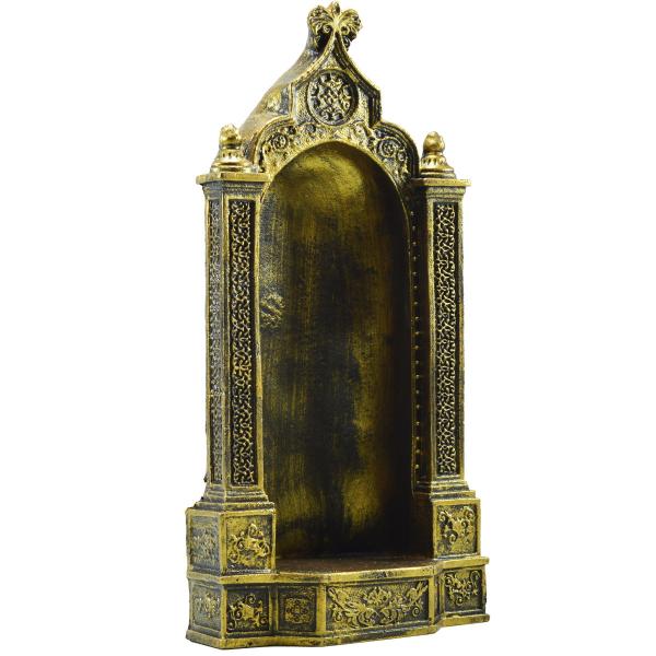 Capela de Borracha 35 cm Ouro Velho com N.sra de Fátima