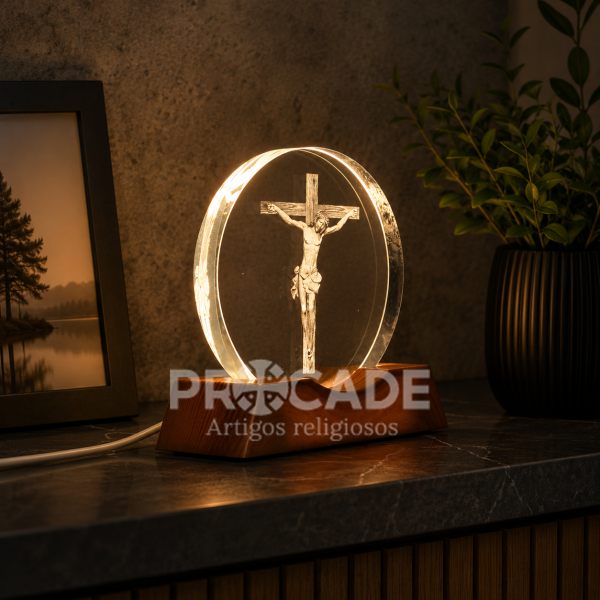 Luminária LED Slim Laser USB 10cm – Jesus Crucificado.