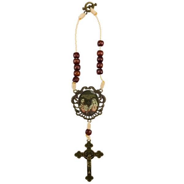 Dezena de Madeira para carro - Sagrado Coração de Jesus e Imaculado Coração de Maria Dúzia (R$ 9,00 unidade)