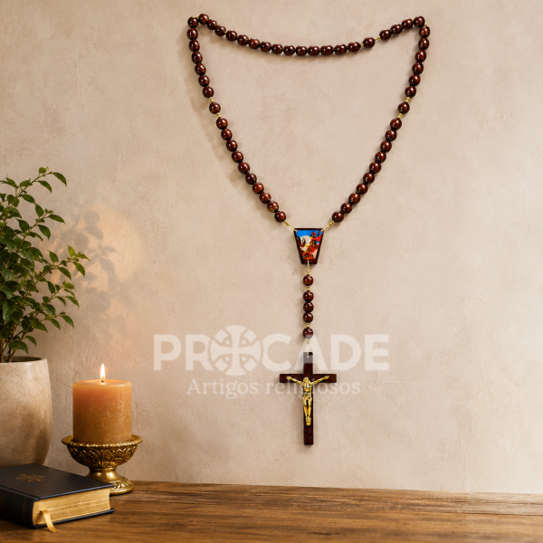 Terço de Parede em Madeira com Crucifixo – 82cm