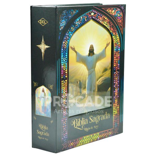 Bíblia Sagrada Edição de Luxo com Acabamento Dourado e Ilustrada.