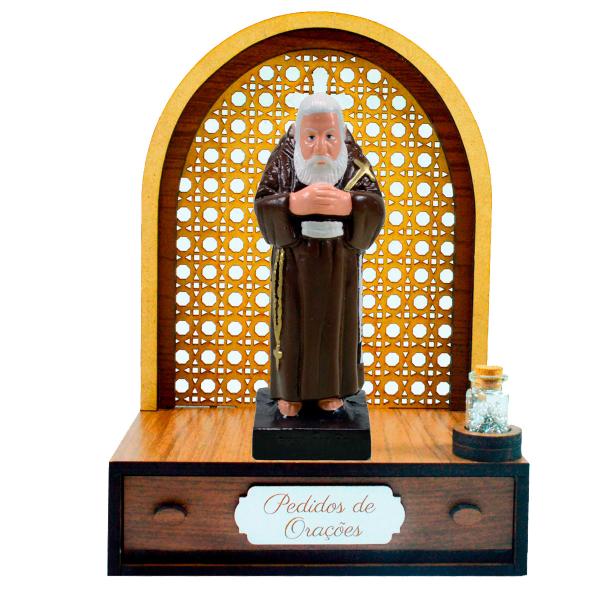 Altar com gaveta de pedidos de Oração Frei Damião + Terço Grátis na garrafinha.