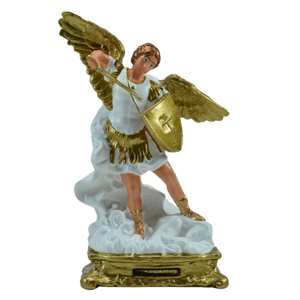 São Miguel Arcanjo Branco com Dourado (23 cm)