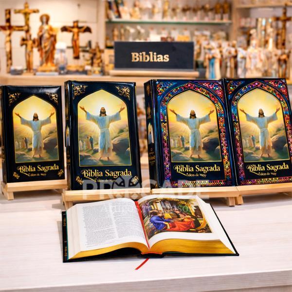 Bíblia Sagrada Edição de Luxo com Acabamento Dourado e Ilustrada.