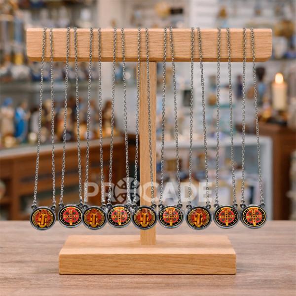 Kit com 12 Escapulários de São Bento com Medalha Dupla