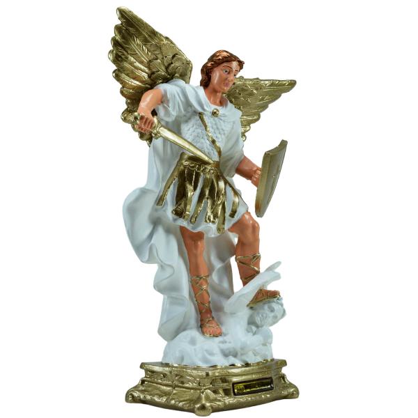 São Miguel Arcanjo Branco com Dourado  (39 cm) 