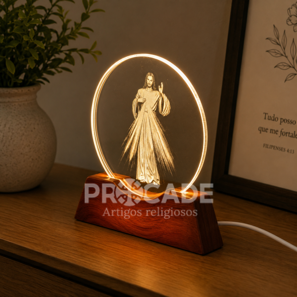 Luminária LED Slim Laser USB 10cm – Jesus Misericordioso