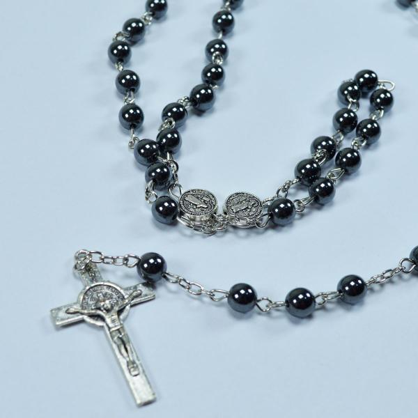 Terço em Hematita de São Bento 08 mm (Dúzia-R$ 17,50 Un)