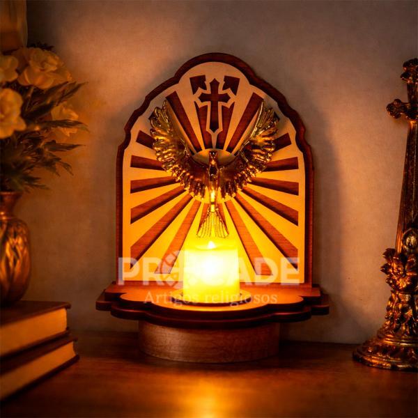 Kit 4 Oratórios Espírito Santo em MDF com Vela LED 