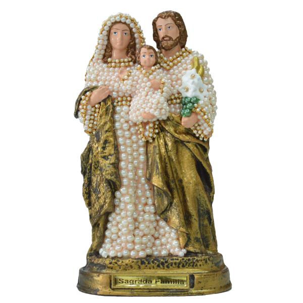 Sagrada Família 22 Cm revestida com perola Branca