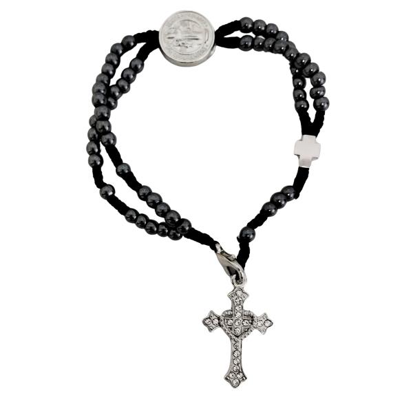 Terço Pulso Hematita Natural de São Bento contas 5 mm (12 UNIDADES)