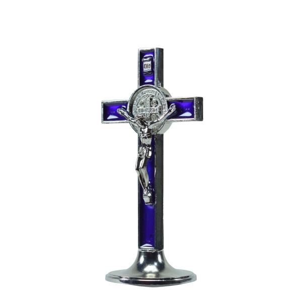 Cruz Metal Resinada luxo Azul 13 cm de mesa
