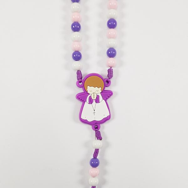 Terço Infantil 8mm Emborrachado Anjinho Azul e Rosa (Dúzia-R$ 11,25)
