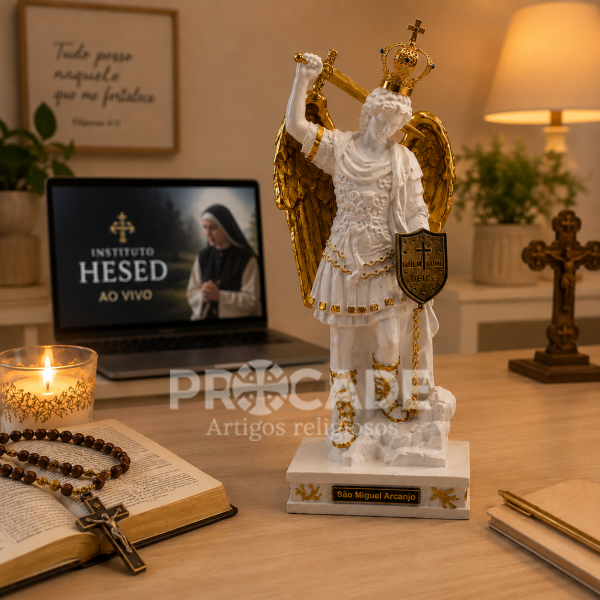 São Miguel Arcanjo do Monte Gargano Coroado – O Príncipe dos Exércitos Celestes (38cm)