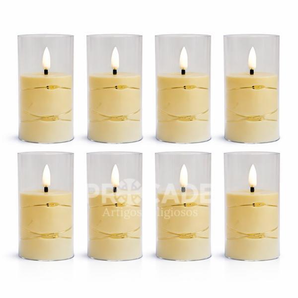 Vela Eletrônica de LED em Acrílico 10 cm com Pilhas Inclusas – Kit com 12 Unidades