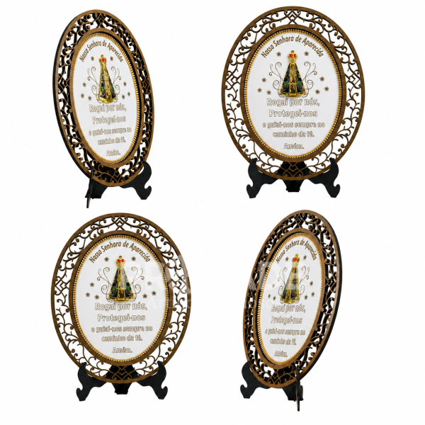 Mandala Nossa Senhora Aparecida em MDF com Aplique ABS e Detalhes em Strass – (4 Unidades)