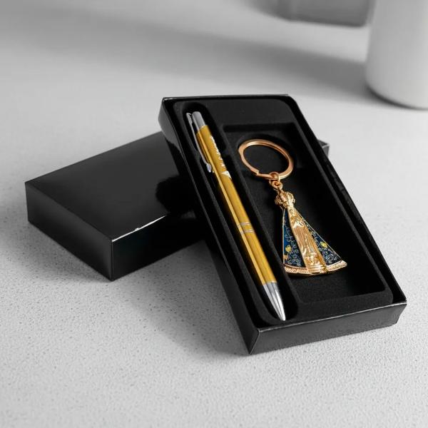 Kit Caneta Com Chaveiro Metal Combo (12 UN)